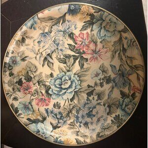 Vintage Arnold Designs Ltd. Fiberglass Floral Decorative Plate With Gold Rim